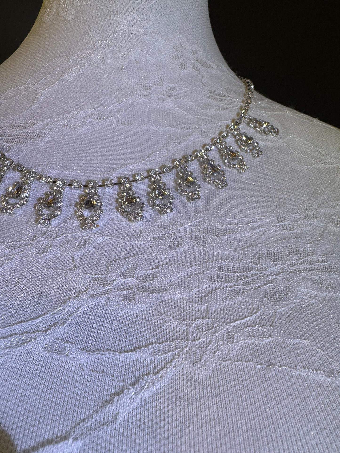Rhinestone Necklace, Diamanté Necklace, Handmade, Silver, Bridal, Accessory, FAn Design, Fashion