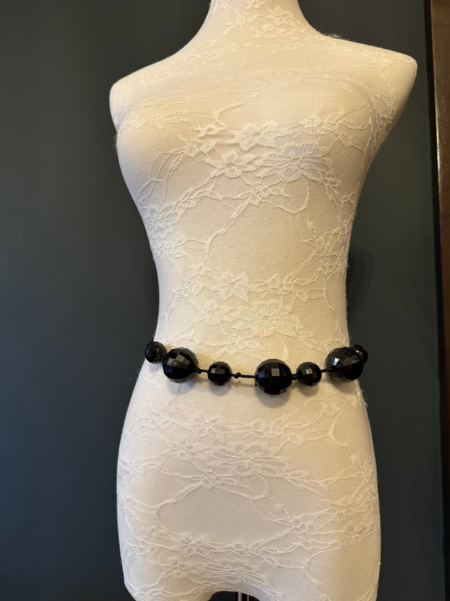 Faceted Bead Belt, Black Bead Belt, Tie up Belt, Fashion Belt, FAN Design, Swimwear Accessory, Gift