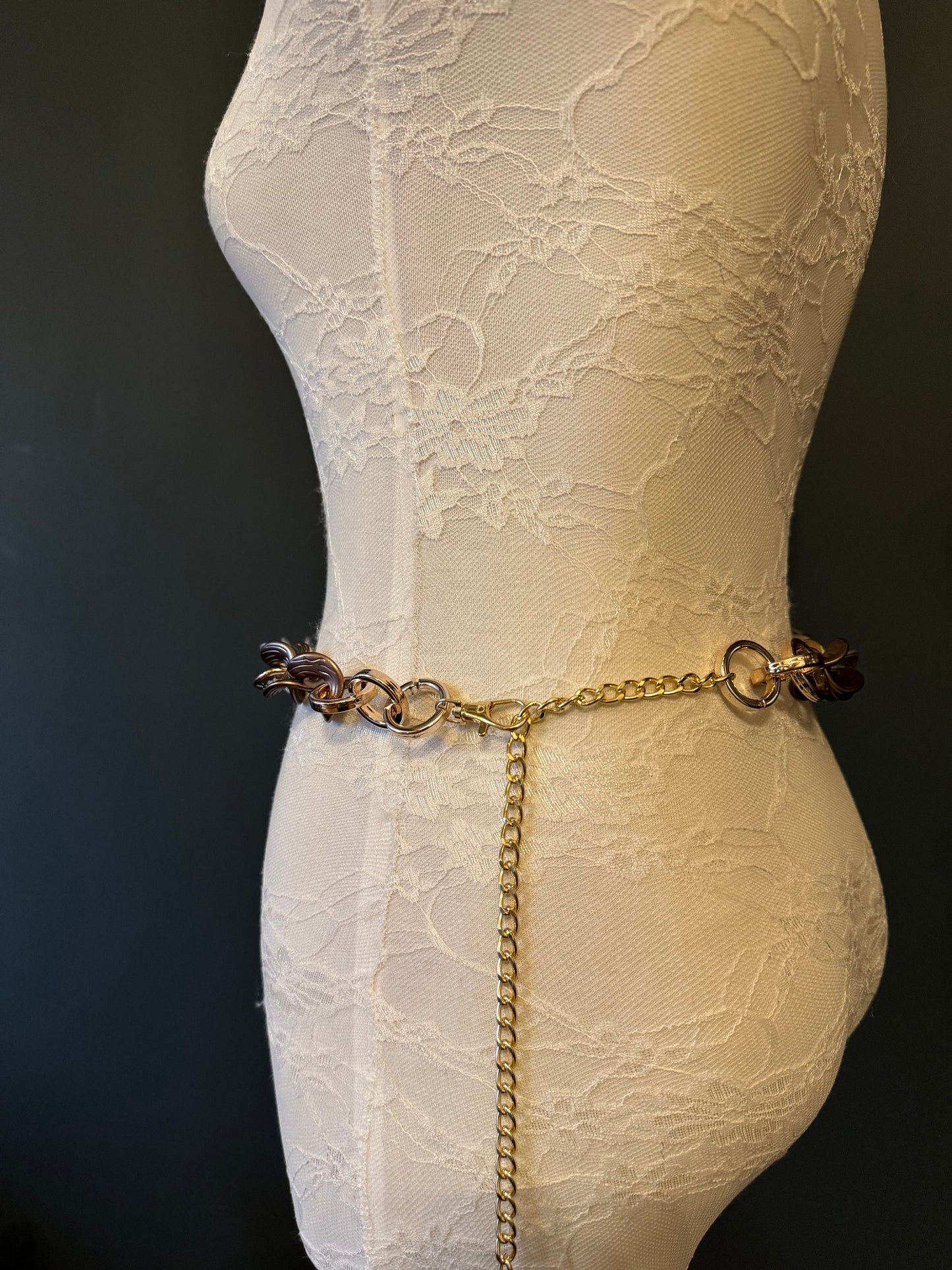 X-Long Ring & Chain Belt, Warm Tones, Swimwear, Dresses, 2024 Limited Edition, FAN Design, Belt, Dress Belt, Gift