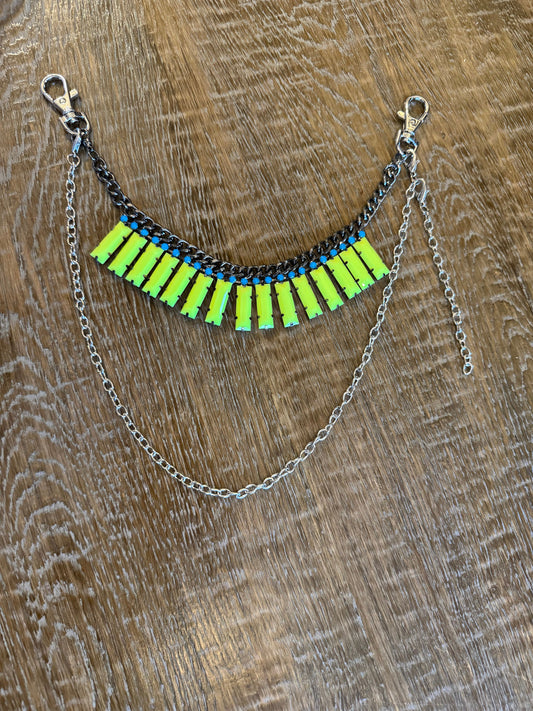 Handmade Neon Bead Jeans Chain, Silver Gunmetal Accessory