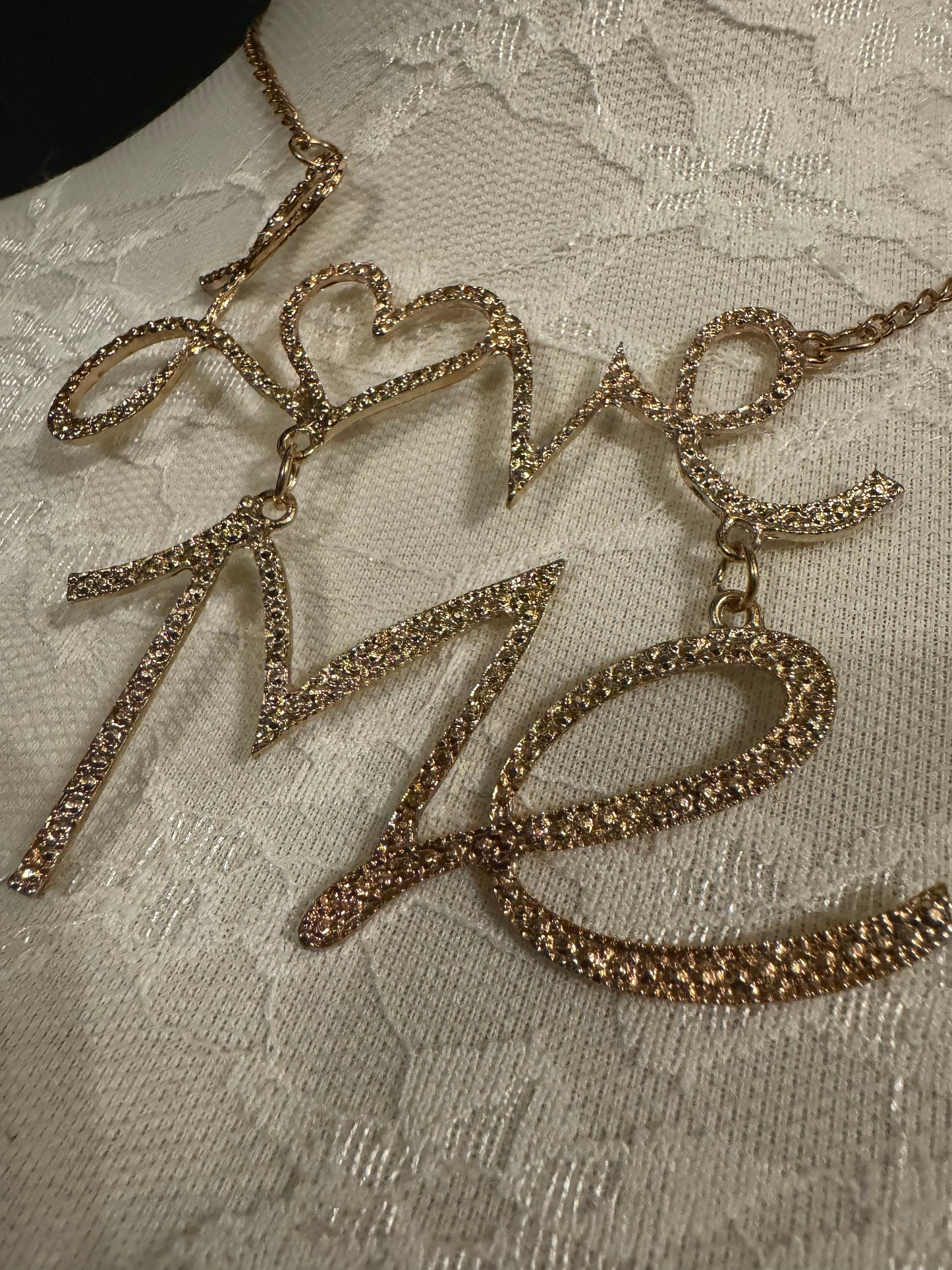 Gold Metal 'Love Me' Necklace, Adjustable Chain