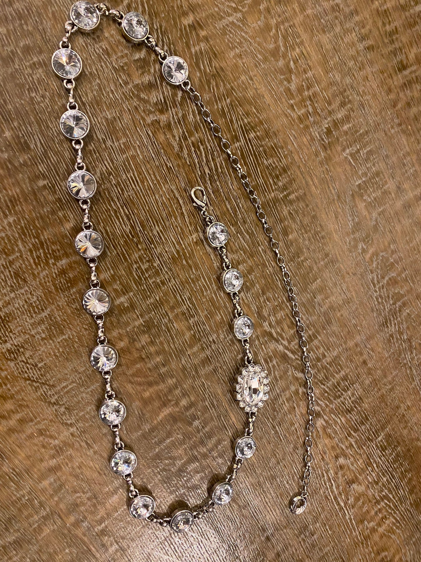 Silver Rhinestone Jewel Belt, Handmade to Measure 18–60 Inch Waist