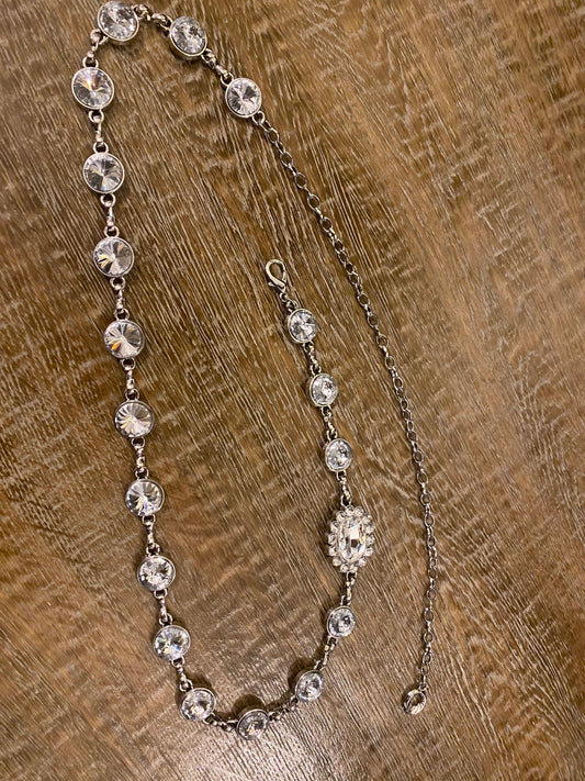 Silver Rhinestone Jewel Belt, Handmade to Measure 18–60 Inch Waist