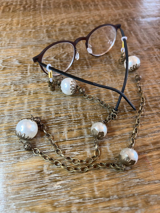 Handmade Beaded Pearl Glasses Chain, Unisex Spectacle Cord