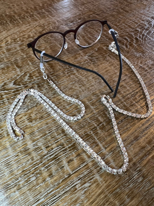 Handmade Rhinestone Glasses chain, Silver, Gold
