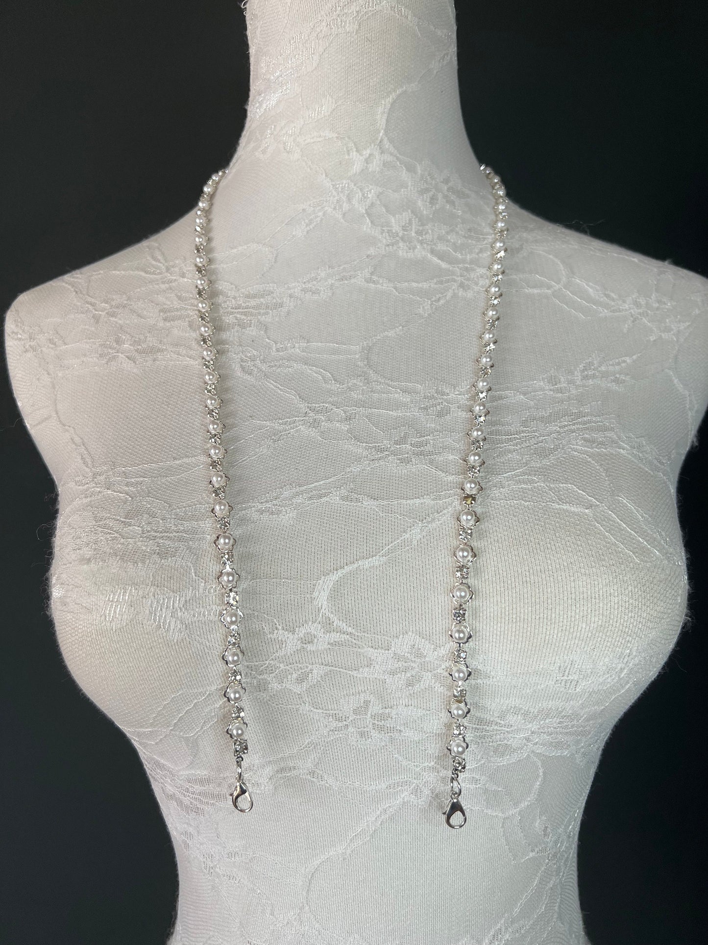 Handmade Rhinestone Pearl Glasses Chain