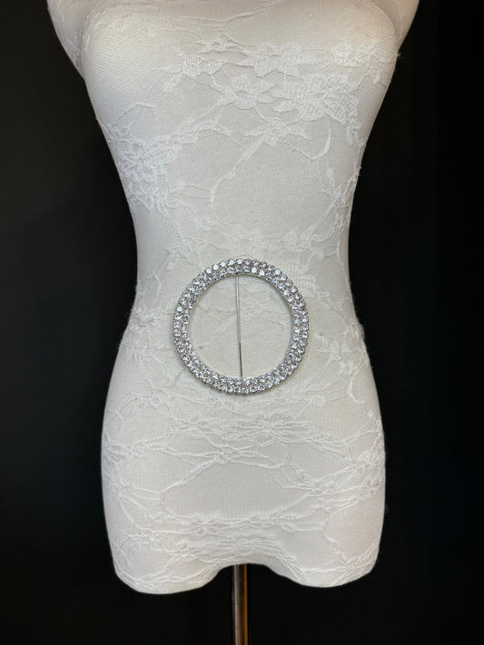 X-Large Rhinestone Buckle, Oversized Diamanté Buckle, Silver Diamanté Buckle, 3” Buckle, 8cm Round, Slider Buckle, Belt Buckle