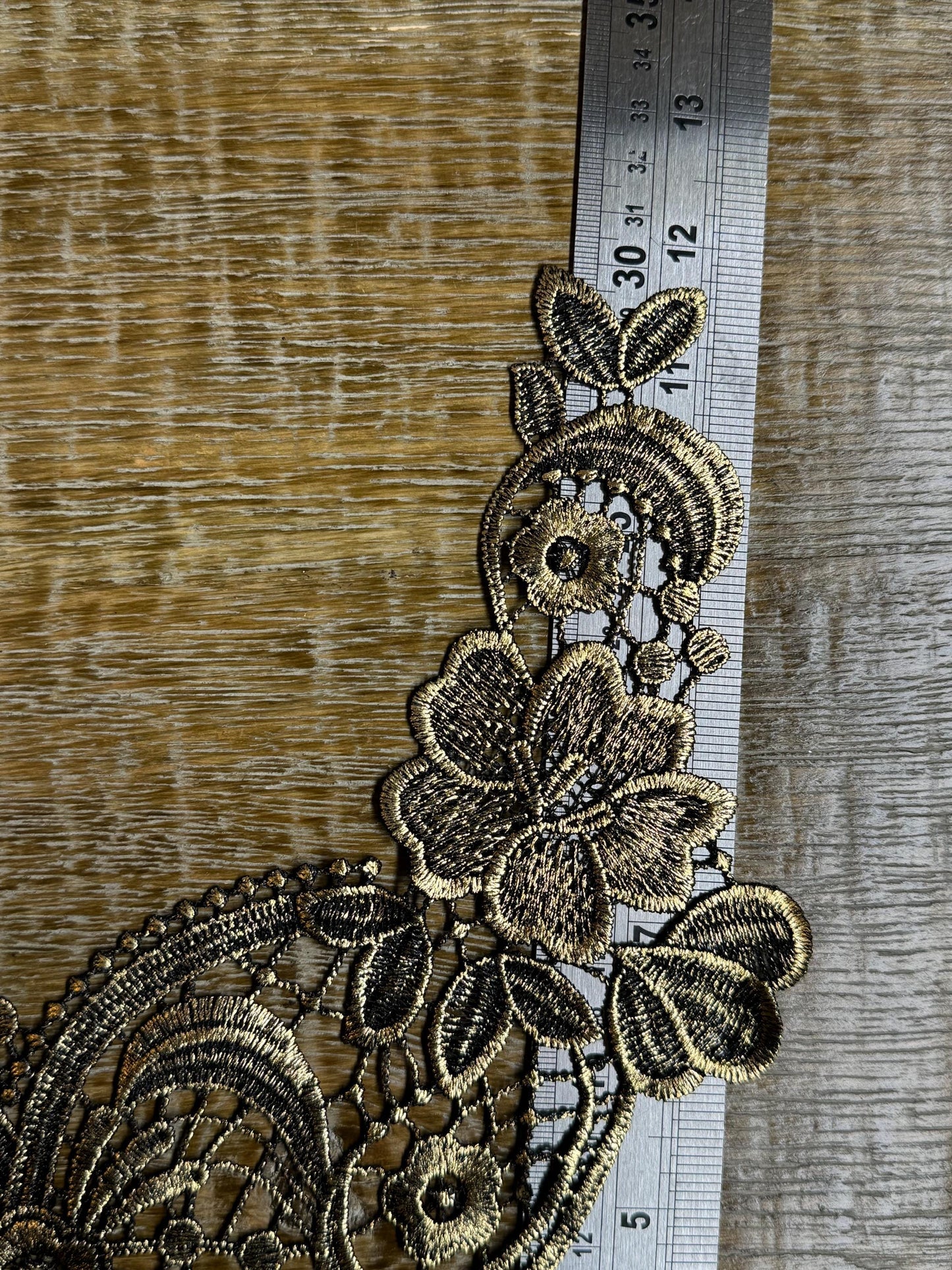 Gold Black Appliqué, Bridal Style, Guipure, Neck trimming, Black Collar, Vintage Style, Sew on, Clothing, Dresses, Art, Crafts, Neck Wear