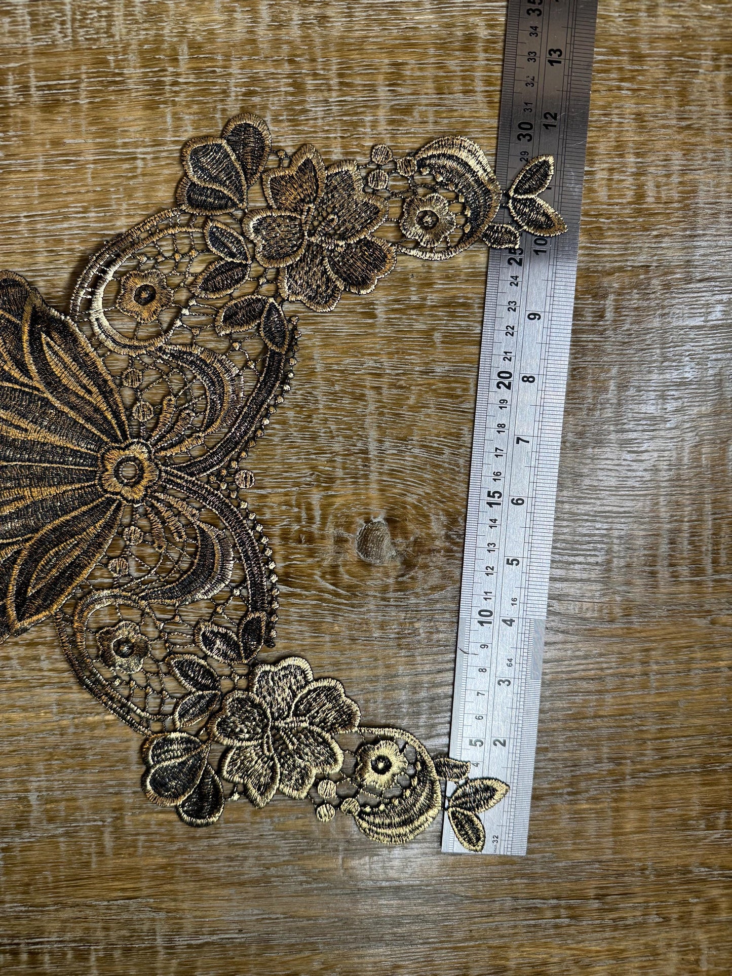 Gold Black Appliqué, Bridal Style, Guipure, Neck trimming, Black Collar, Vintage Style, Sew on, Clothing, Dresses, Art, Crafts, Neck Wear