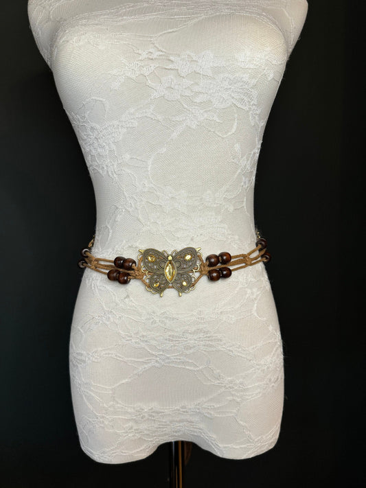 X-Long Belt, Jewel Boho Rhinestone Belt, Cord Belt, Vintage Style Belt, Diamante Belt, Butterfly Belt, Gift, Quality Belt, Swimwear Belt