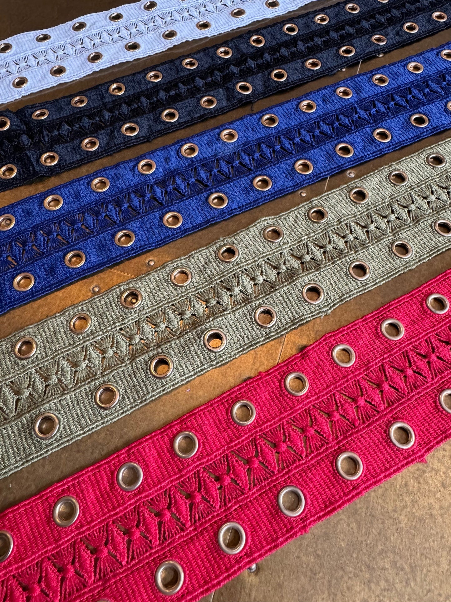 Double Eyelet Tape, Ivory, Black, Navy, Khaki, Red, Gold Eyelets, Tape with Eyelets, Tape, Dresses, Tops, 5.5cm Wide Tape,Sewing Eyelet Tape