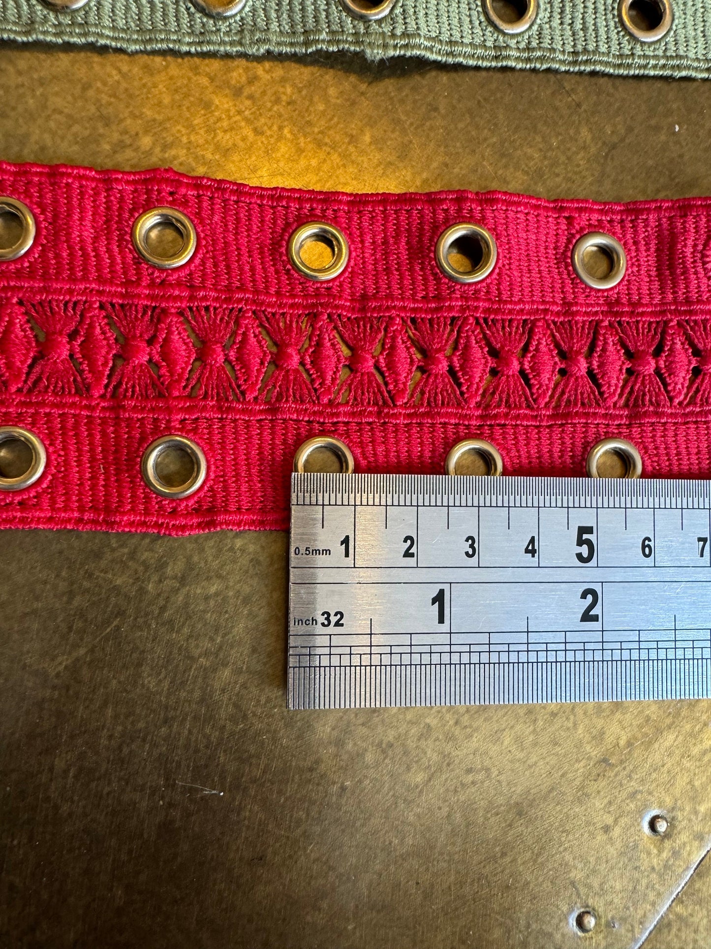 Double Eyelet Tape, Ivory, Black, Navy, Khaki, Red, Gold Eyelets, Tape with Eyelets, Tape, Dresses, Tops, 5.5cm Wide Tape,Sewing Eyelet Tape