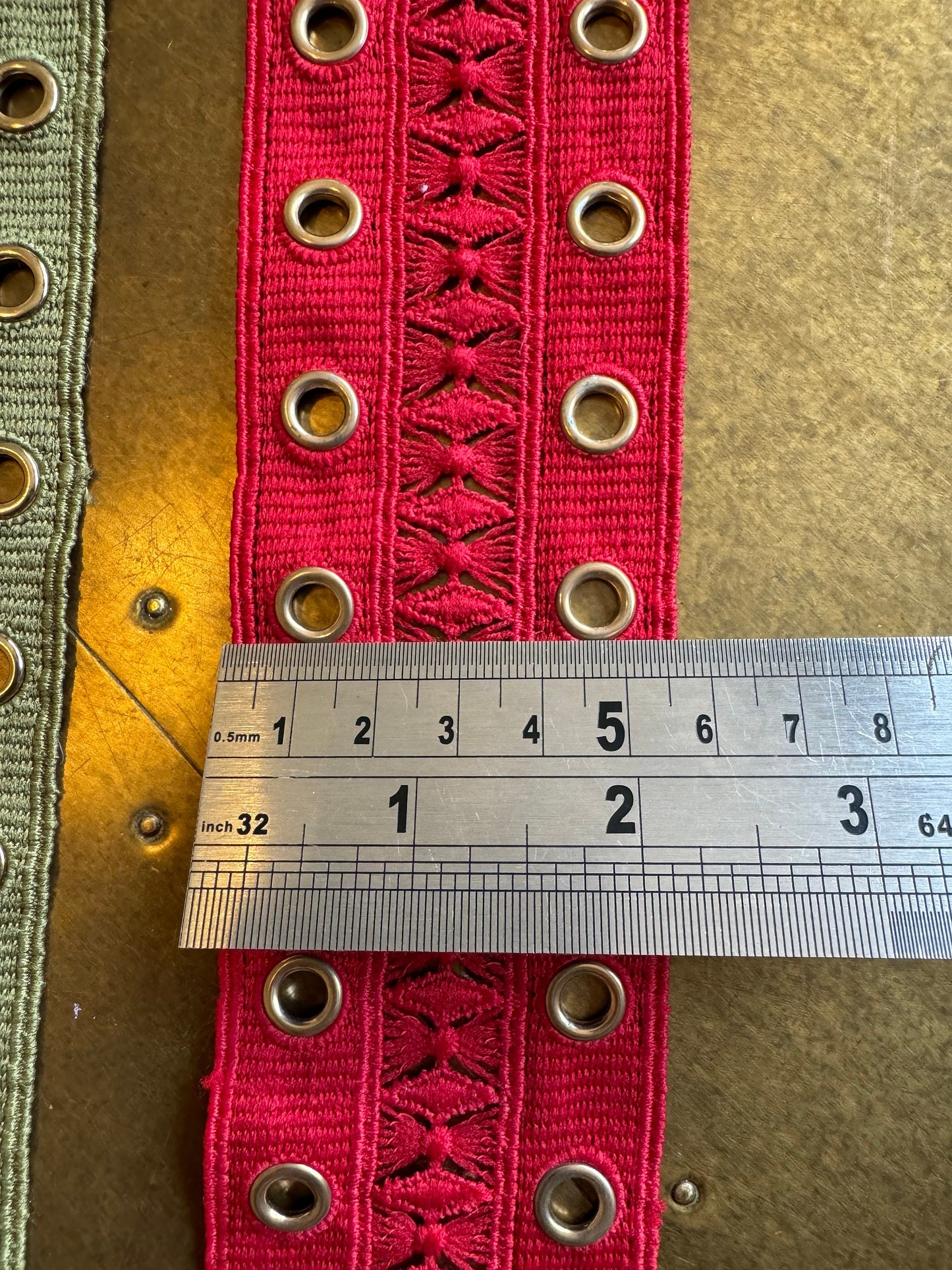 Double Eyelet Tape, Ivory, Black, Navy, Khaki, Red, Gold Eyelets, Tape with Eyelets, Tape, Dresses, Tops, 5.5cm Wide Tape,Sewing Eyelet Tape