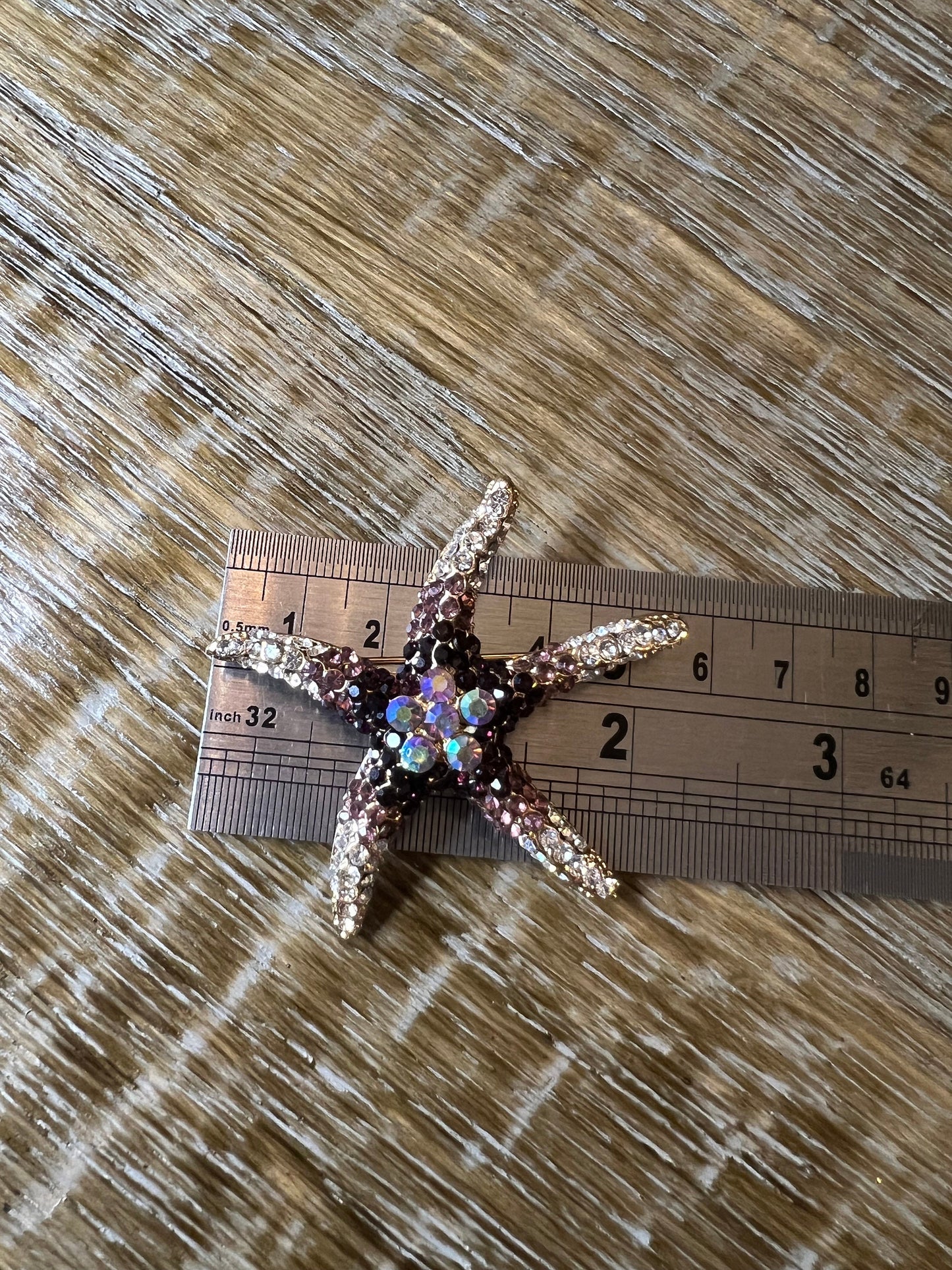 6cm Starfish Rhinestone Brooch Pin, 9 colours, Gold, Silver, Multicolour, FAN Design, Gift, Accessory, FAN Design, 2.5” Size Brooch,Swimwear