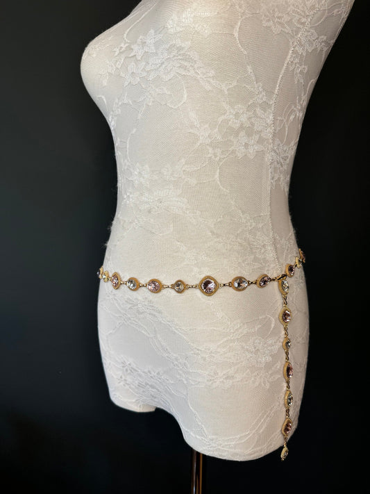 X-Long Belt, Jewel Rhinestone Belt, Chain Belt, Vintage Style Belt, Diamante Belt, Fashion Belt, Gift, Quality Belt, Elegant, Swimwear Belt