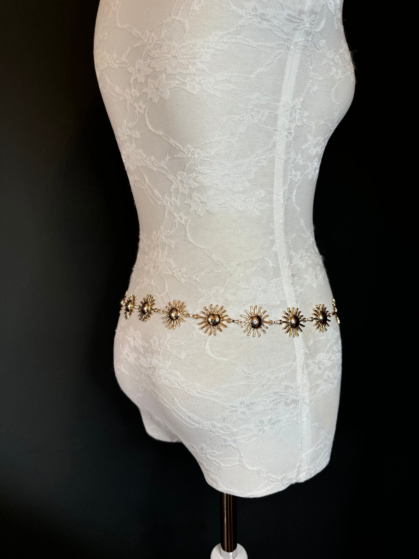 X-long Sun Design Belt, Metal Belt, Teen Sizes, UK Size 18”-60”, Fan Design, Holiday, Gold, Silver, Belt, Resortwear, Beach, Dress, Gift