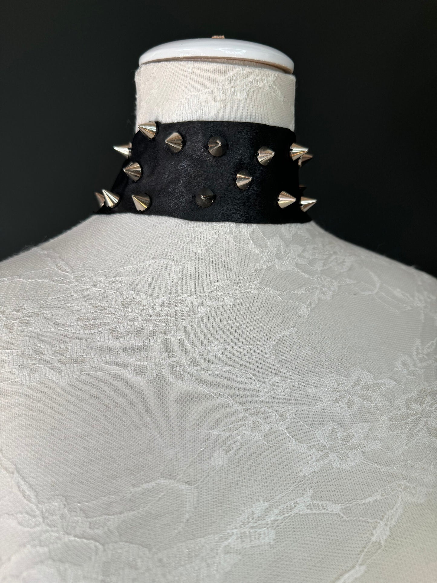 Studded Black Choker, Vegan Black Choker Necklace, Faux Leather, Silver Studs, FAN Exclusive Choker, FAN Design, Festival, Gift, 2” Wide