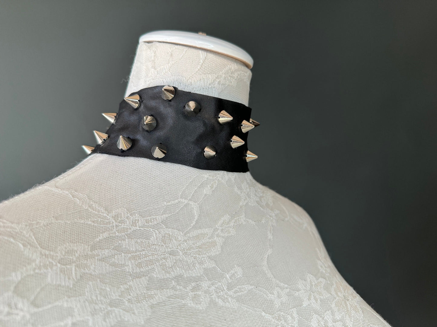 Studded Black Choker, Vegan Black Choker Necklace, Faux Leather, Silver Studs, FAN Exclusive Choker, FAN Design, Festival, Gift, 2” Wide