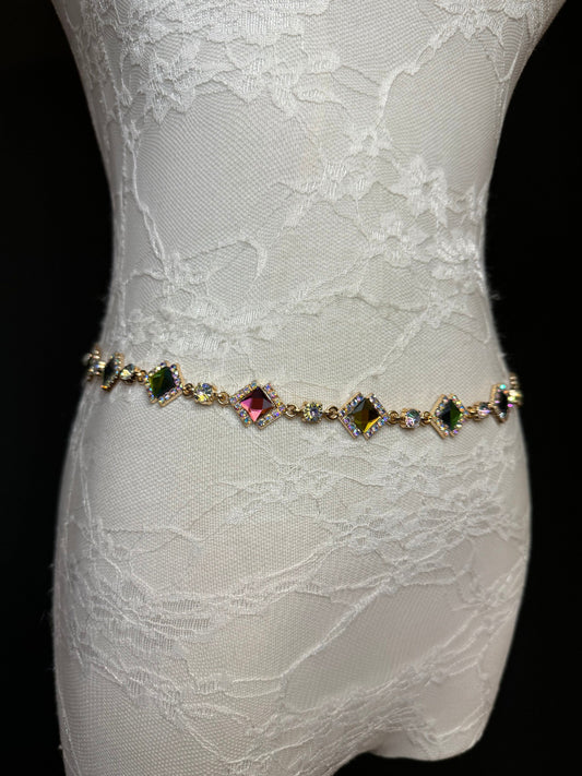 X-Long Belt, Jewel Rhinestone Belt, Chain Belt, Vintage Style Belt, Diamante Belt, Fashion Belt, Gift, Quality Belt, Elegant, Swimwear Belt