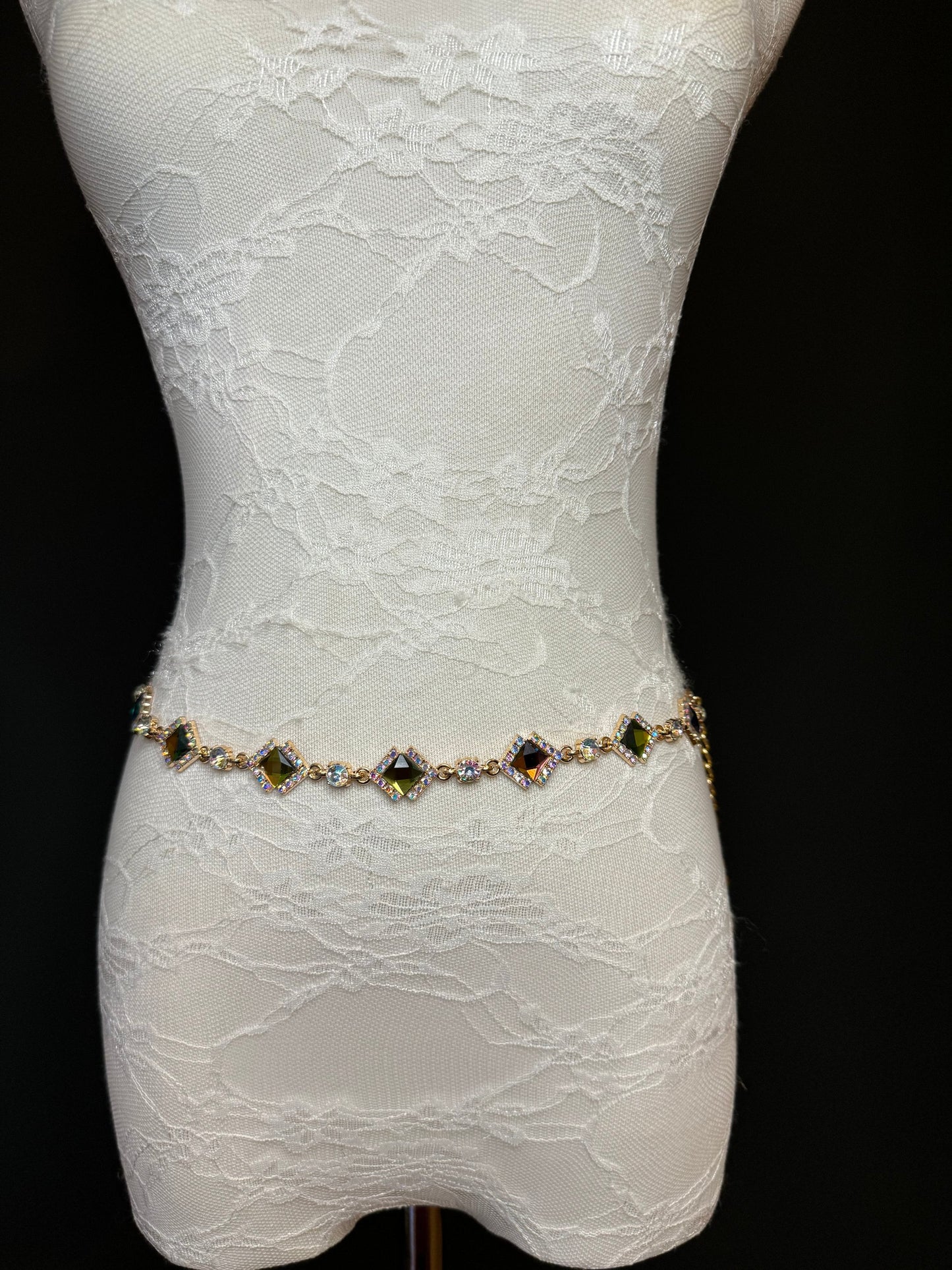 X-Long Belt, Jewel Rhinestone Belt, Chain Belt, Vintage Style Belt, Diamante Belt, Fashion Belt, Gift, Quality Belt, Elegant, Swimwear Belt