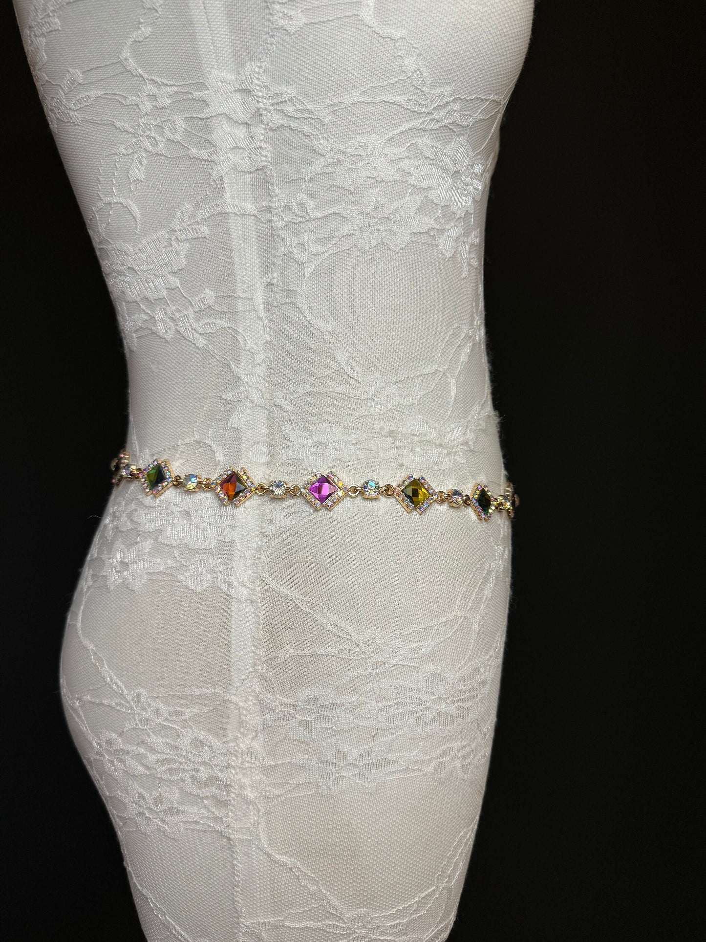 X-Long Belt, Jewel Rhinestone Belt, Chain Belt, Vintage Style Belt, Diamante Belt, Fashion Belt, Gift, Quality Belt, Elegant, Swimwear Belt