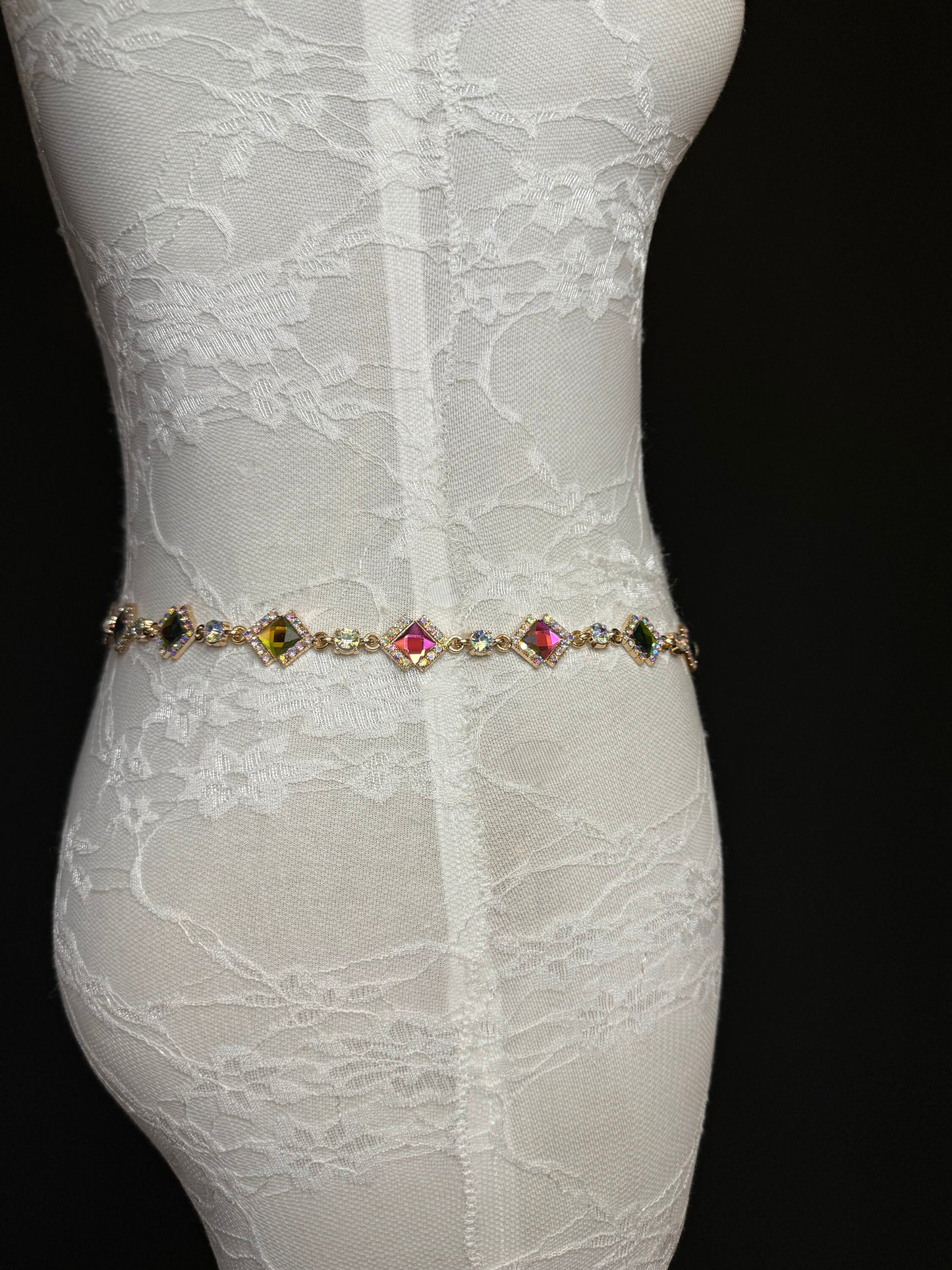 X-Long Belt, Jewel Rhinestone Belt, Chain Belt, Vintage Style Belt, Diamante Belt, Fashion Belt, Gift, Quality Belt, Elegant, Swimwear Belt