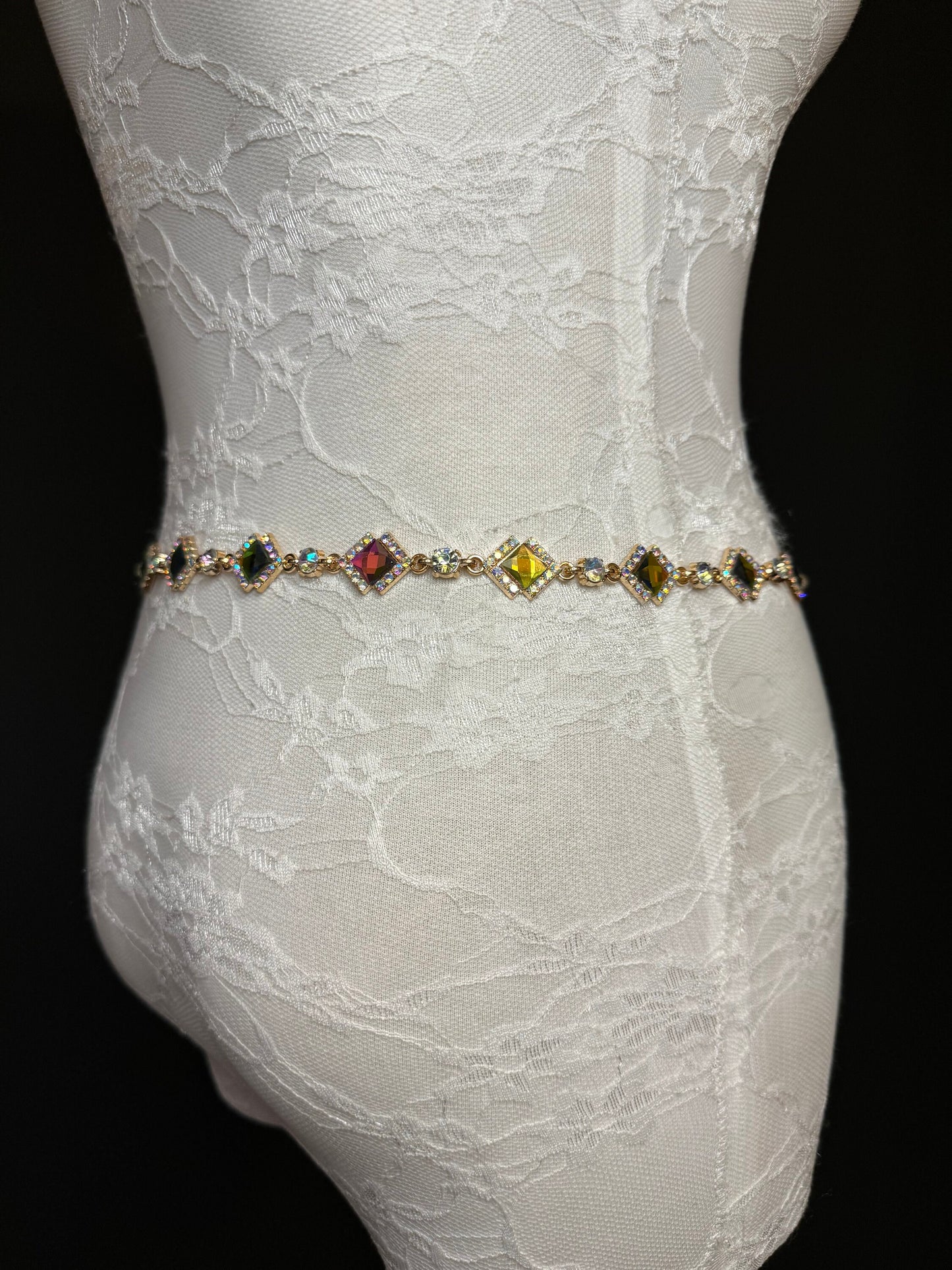 X-Long Belt, Jewel Rhinestone Belt, Chain Belt, Vintage Style Belt, Diamante Belt, Fashion Belt, Gift, Quality Belt, Elegant, Swimwear Belt