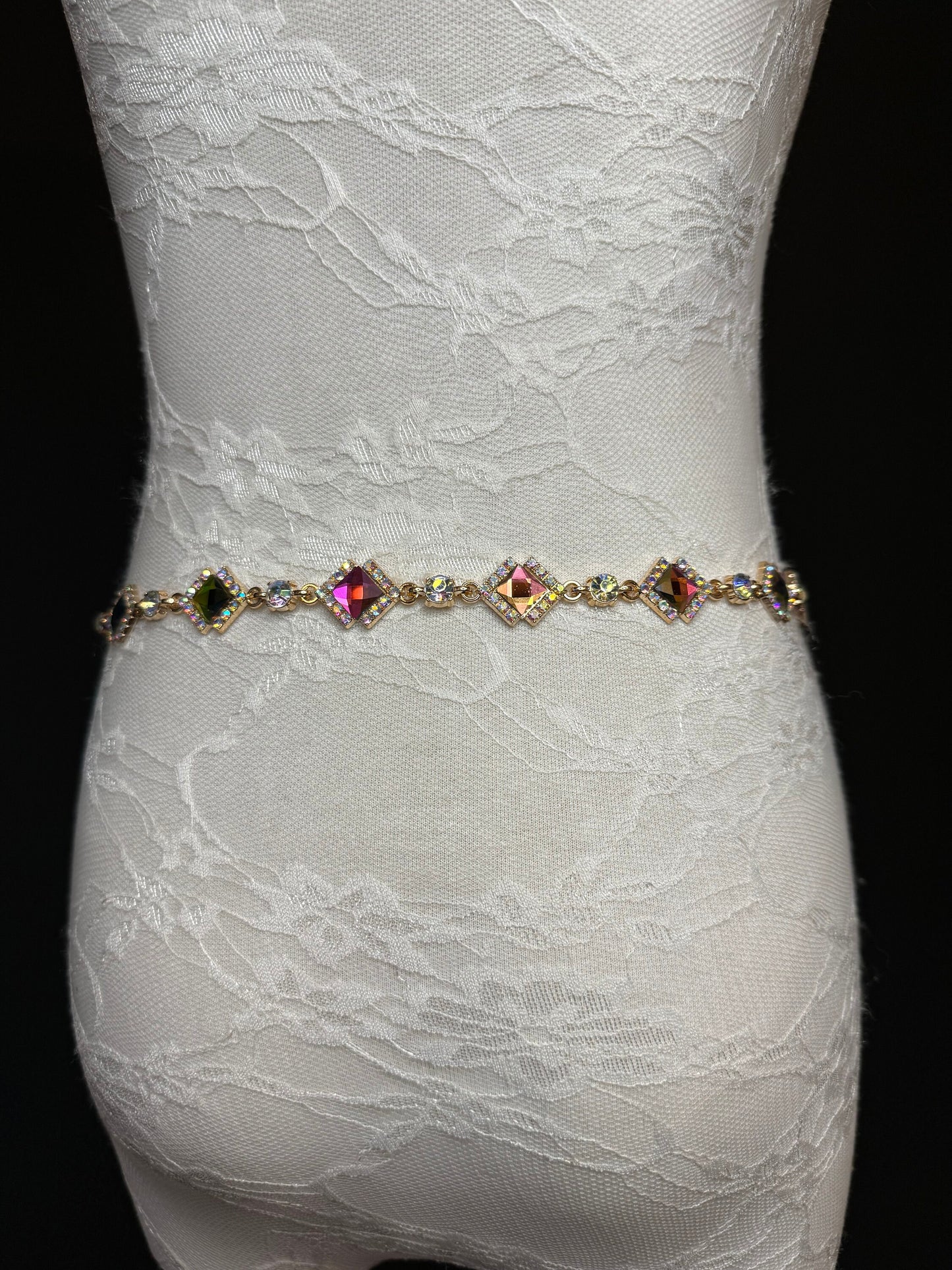 X-Long Belt, Jewel Rhinestone Belt, Chain Belt, Vintage Style Belt, Diamante Belt, Fashion Belt, Gift, Quality Belt, Elegant, Swimwear Belt