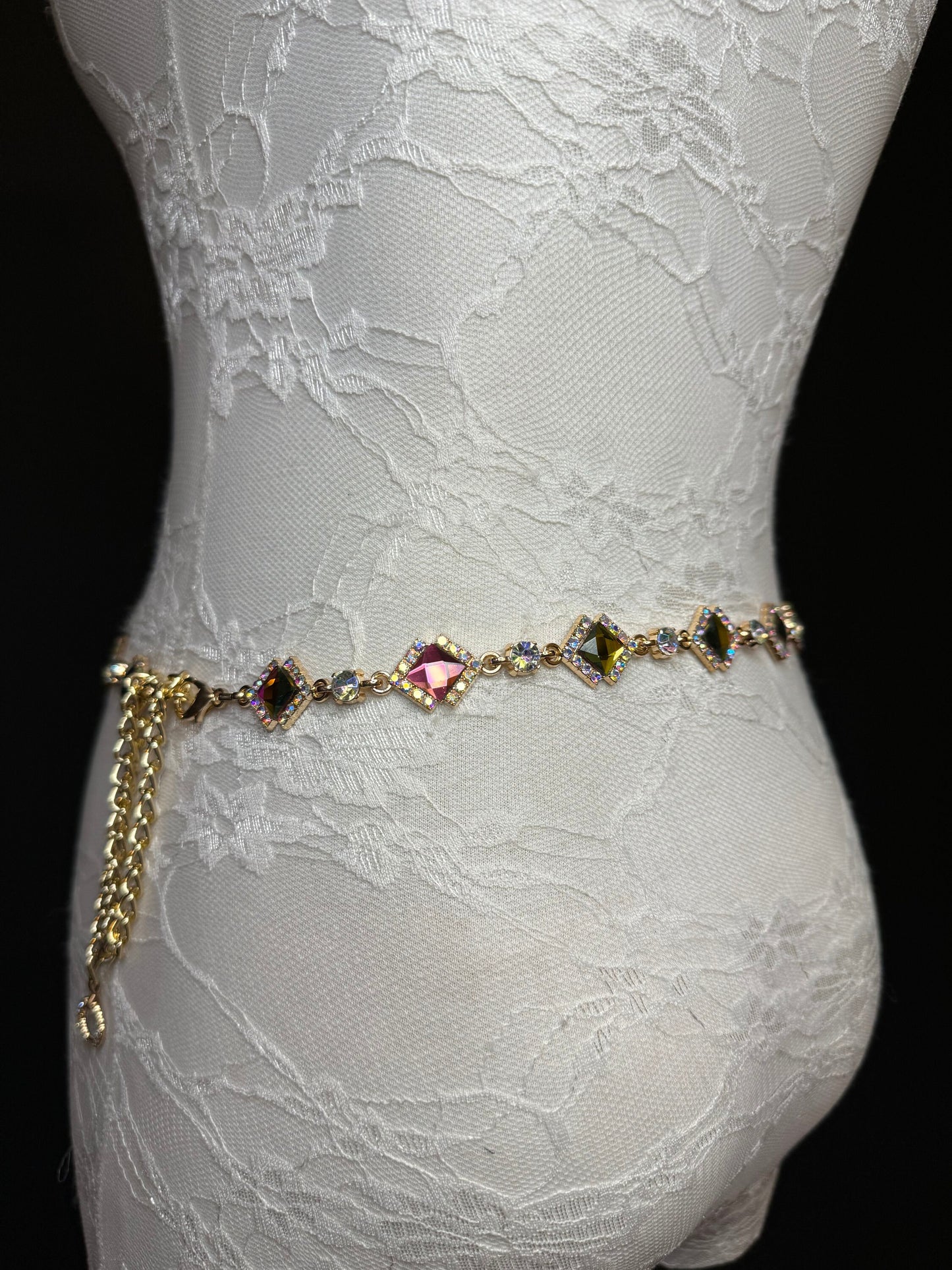 X-Long Belt, Jewel Rhinestone Belt, Chain Belt, Vintage Style Belt, Diamante Belt, Fashion Belt, Gift, Quality Belt, Elegant, Swimwear Belt