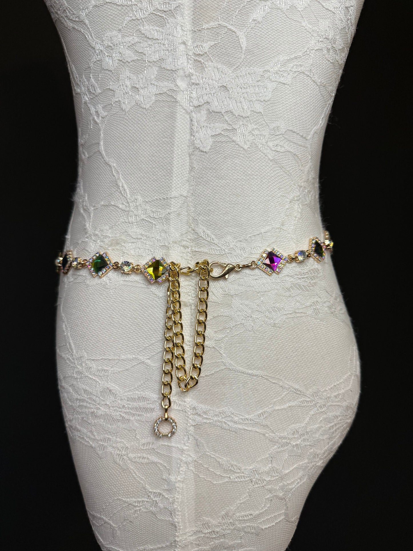 X-Long Belt, Jewel Rhinestone Belt, Chain Belt, Vintage Style Belt, Diamante Belt, Fashion Belt, Gift, Quality Belt, Elegant, Swimwear Belt