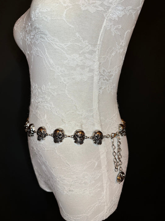 X-long Skull Belt, Metal Skull Belt, Teen Sizes, Size 18”-60”, Fan Design, Punk, Gothic, Rock, Motor Biker Metal belt, Fashion Accessory