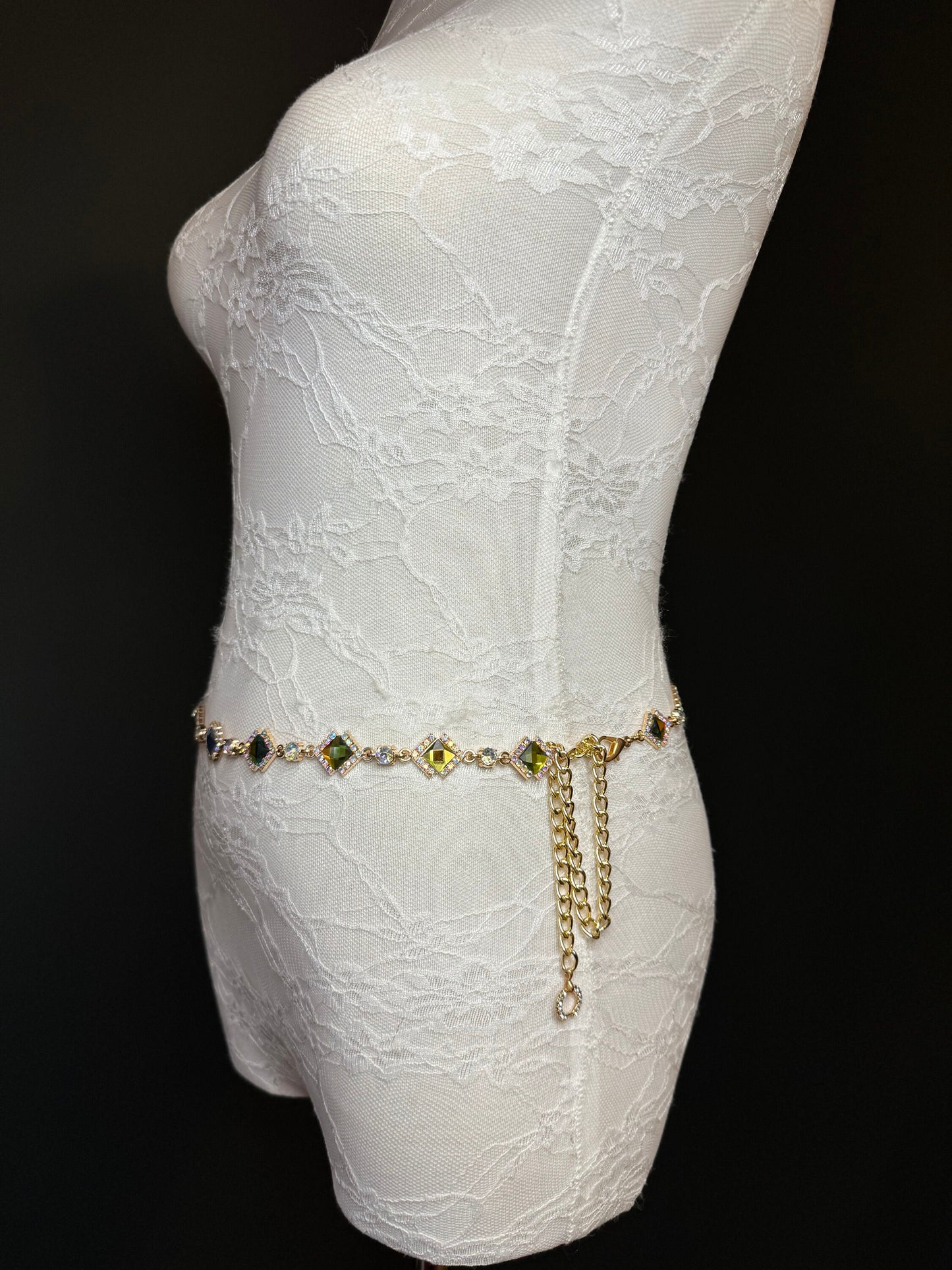 X-Long Belt, Jewel Rhinestone Belt, Chain Belt, Vintage Style Belt, Diamante Belt, Fashion Belt, Gift, Quality Belt, Elegant, Swimwear Belt
