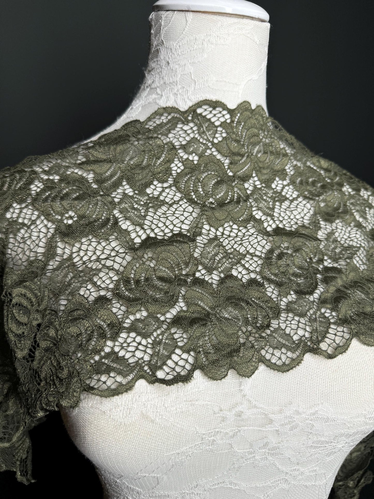 Lace, Stretch Lace, 8” Wide, Black, Ivory, Fashionable Lace, 21cm Wide Lace, Floral Lace