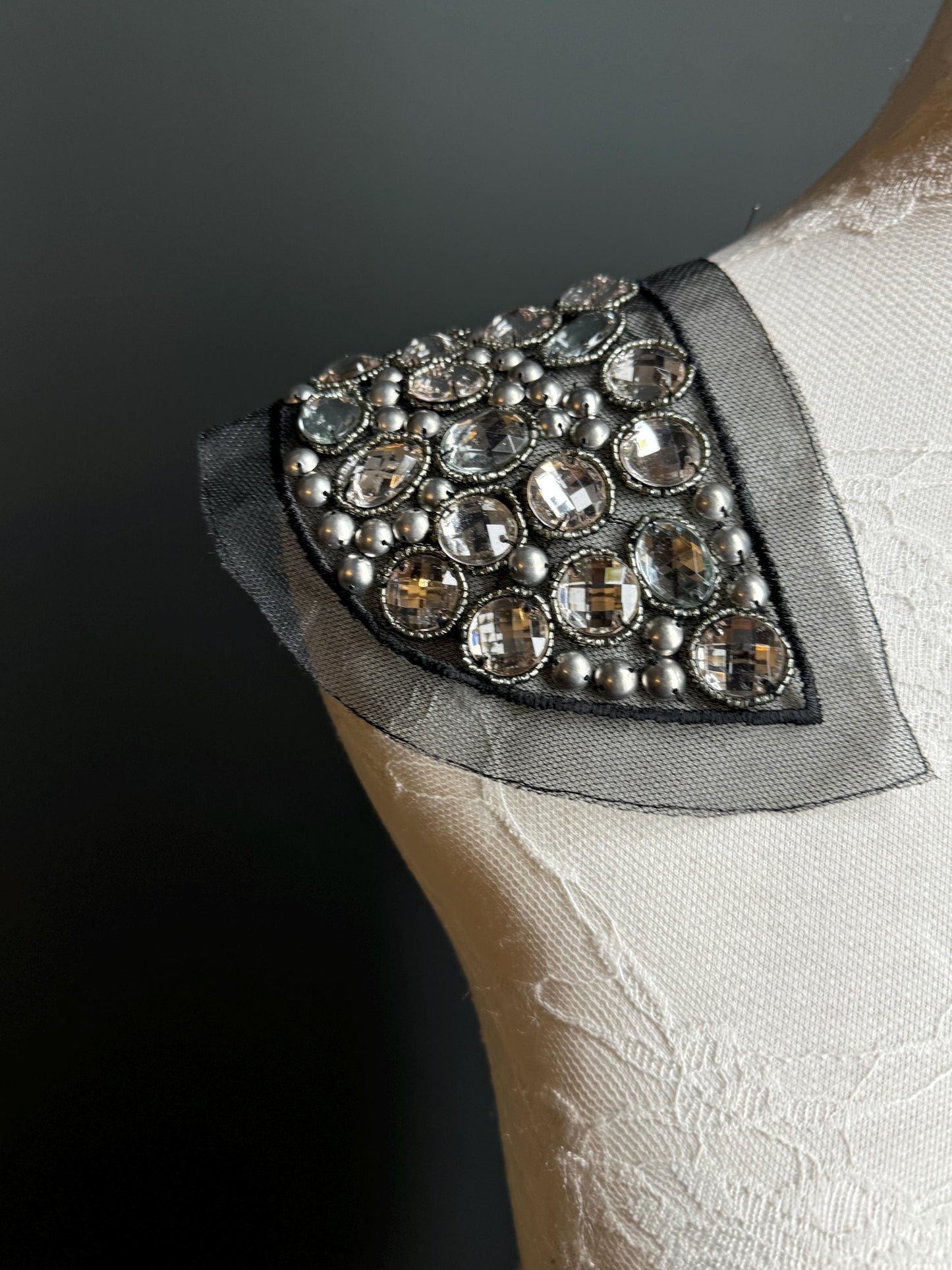 Jewel Beaded Motif, Shoulder Motif, Sew on, Vintage Style, Bridal, Costumes, Clothing, Dresses, Art, Crafts, Tops