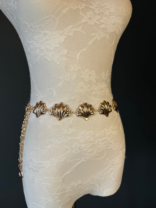 X-long Shell Design Belt, Metal Ring Belt, Teen Sizes, UK Size 18”-60”, Fan Design, Fan Collection, Gold Belt, Silver, Resortwear, Swimwear