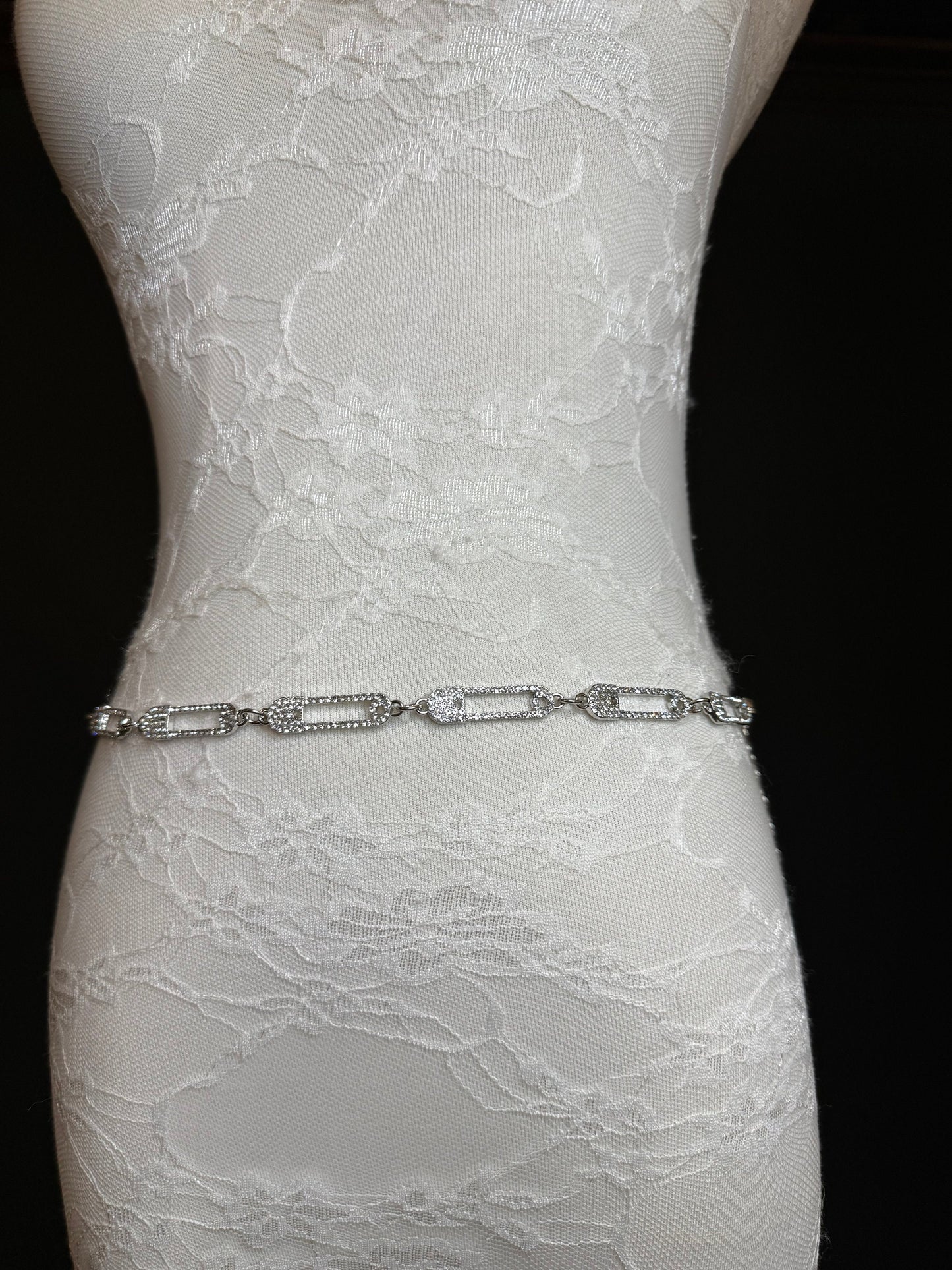 X-long Belt, Rhinestone Pin Design Belt, Silver Belt, Metal Belt, Handmade, Fashion Belt, Accessory, Swimwear, Teen Sizes, 18”-60”