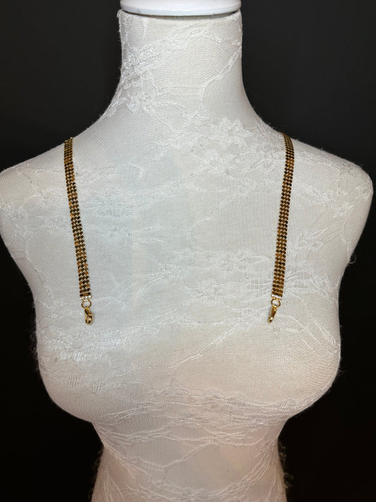 Gold Metal Chainmail Bra Strap, 1 pair Detachable Replacement, 11 inch