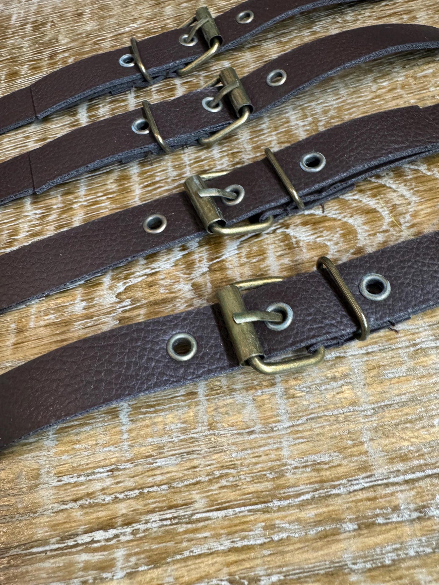 Kilt Straps, Belt Straps, 8” 20cm Long, Brown Antique Brass Buckle, Brown Straps, Buckle, Wrist straps, Dog Collar, Dolls Collar, FAN Design