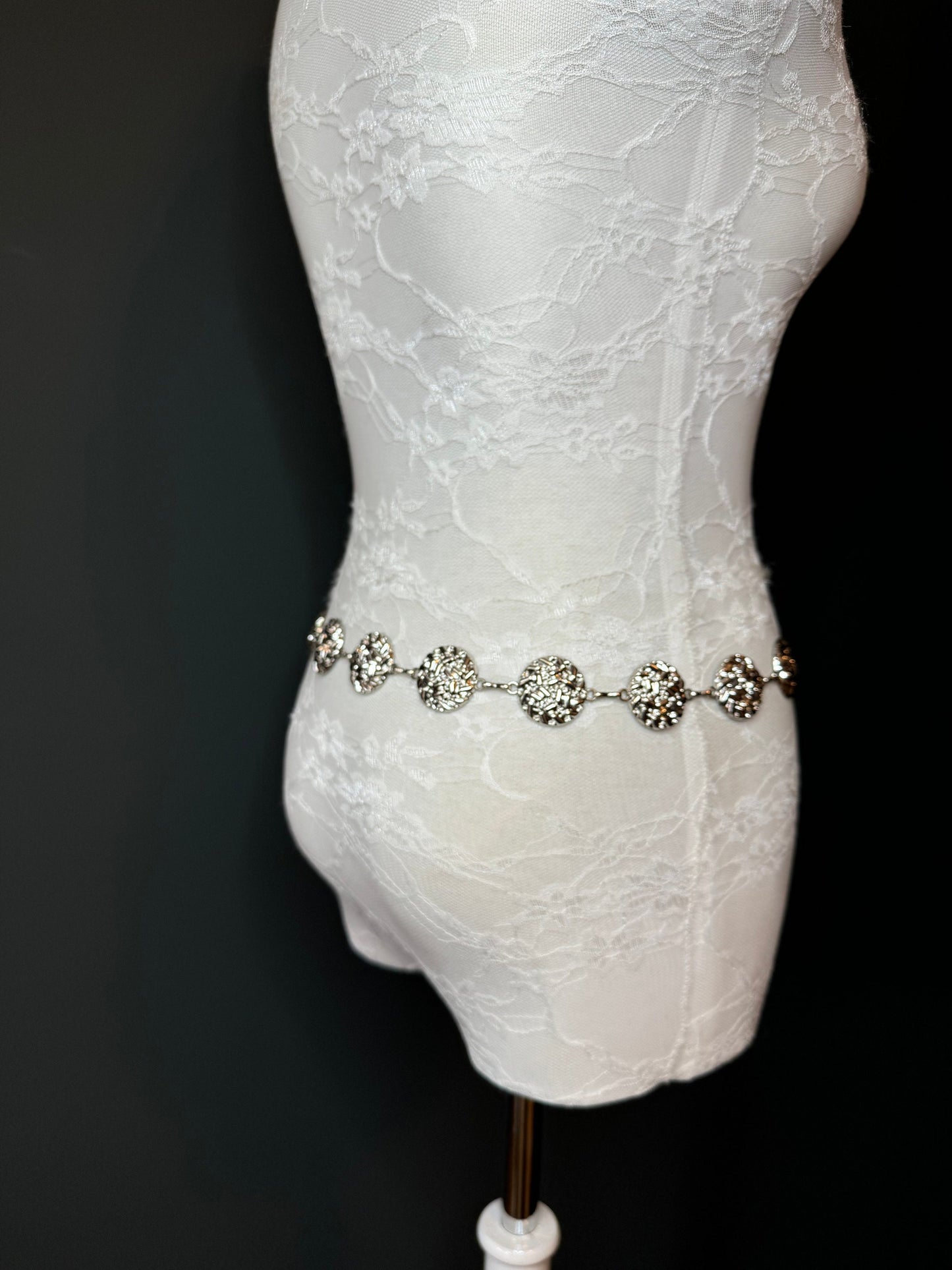 X-long Metal Disc Belt, Silver Hammered Metal Belt, Teen Sizes, Size 18”-60”, Fan Design, Fan Collection, Fashion Accessory, Gift, Elegant