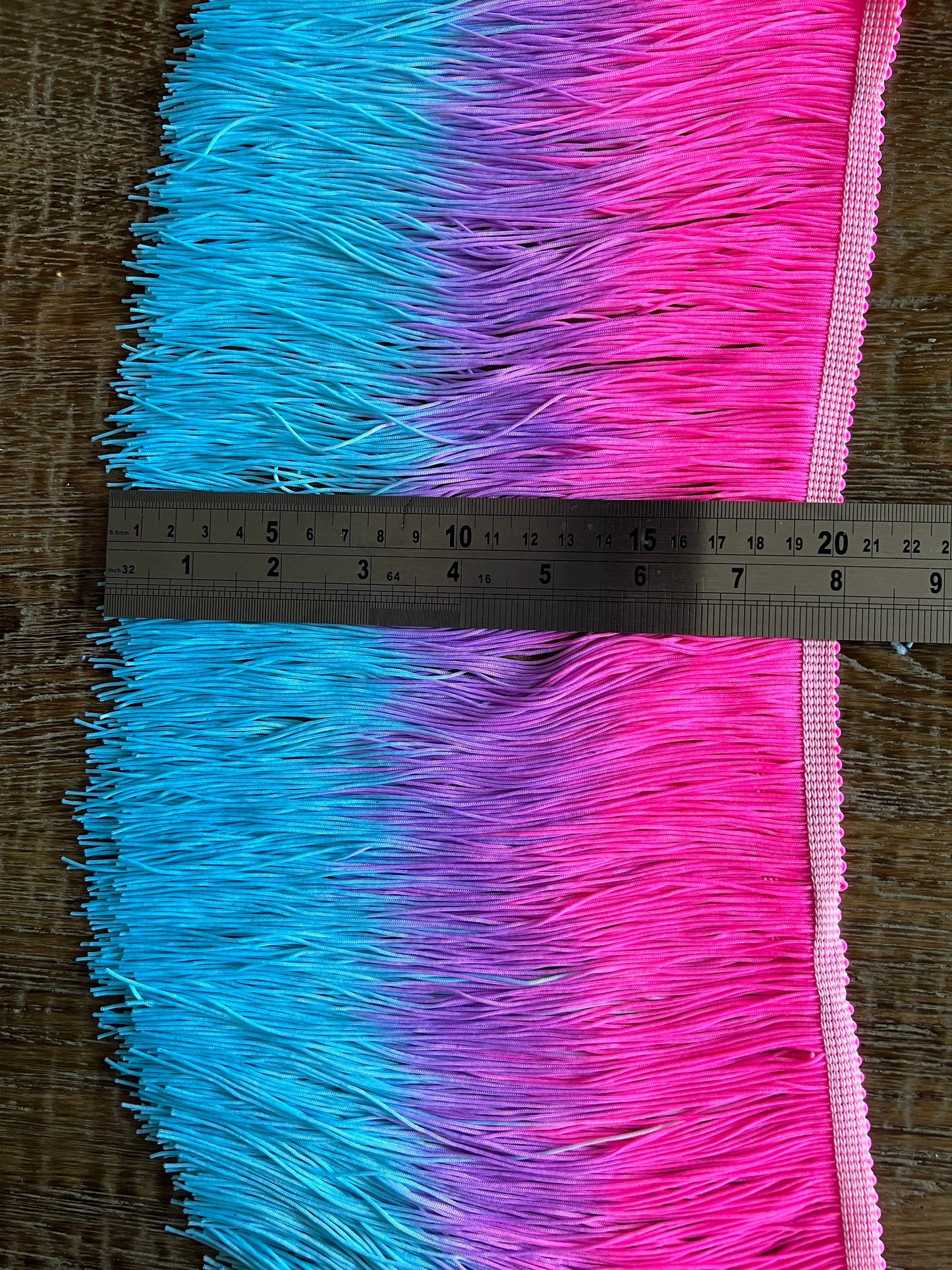 Ombre Tassel Fringe Trim, Pink, Blue, Purple, 8" Wide
