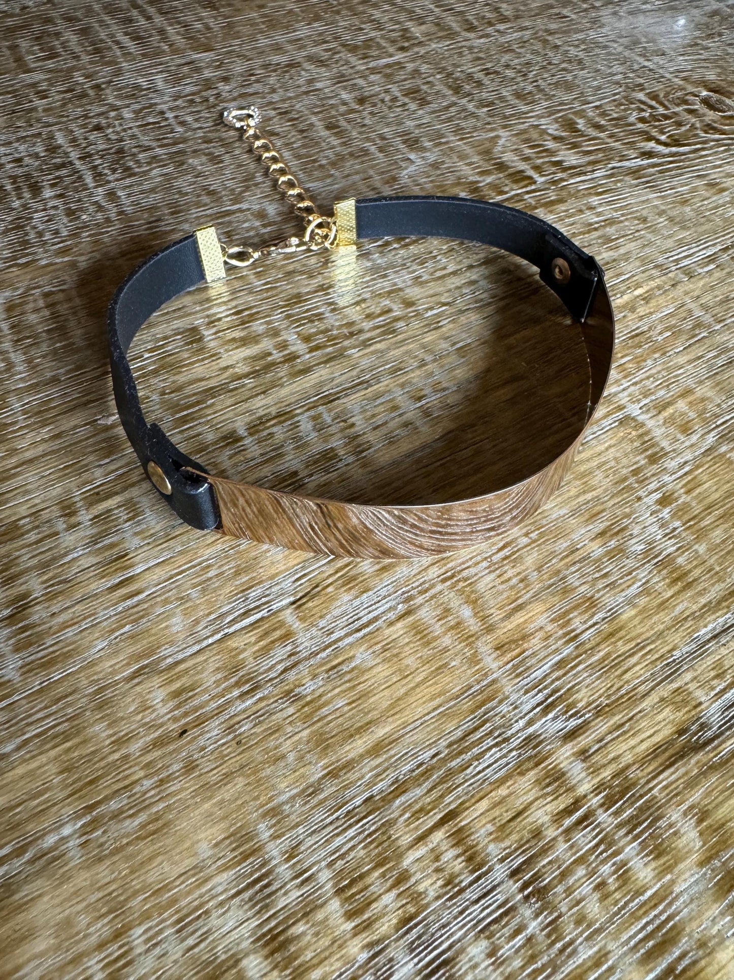 Gold Metal Bar Black Choker, Black Choker Vegan, Necklace, Black, Gold, Elegant Choker, Gift, Handmade