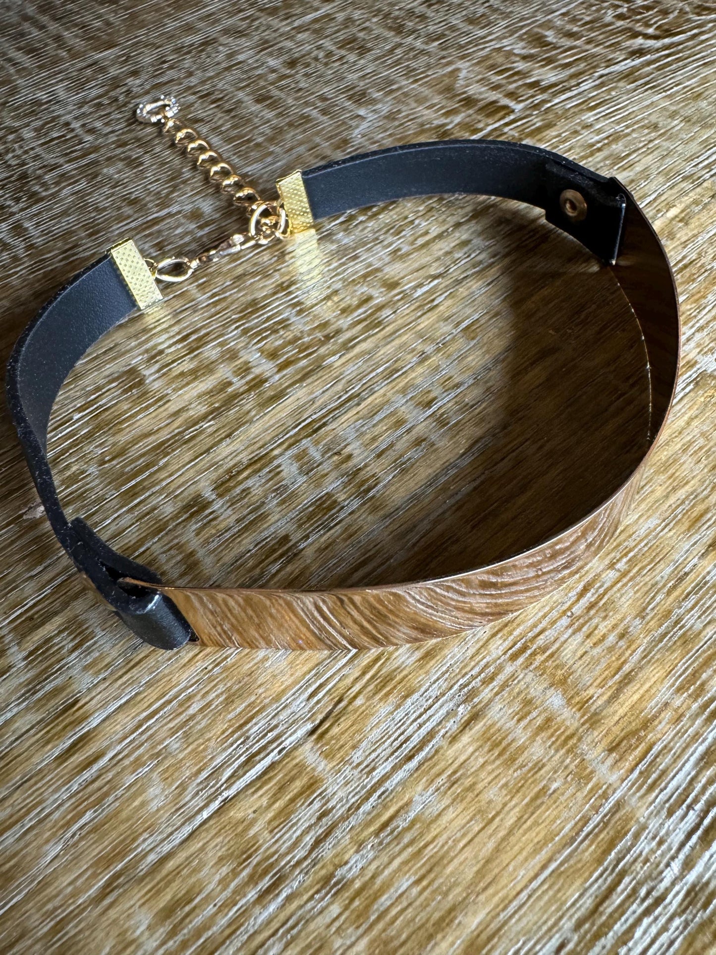Gold Metal Bar Black Choker, Black Choker Vegan, Necklace, Black, Gold, Elegant Choker, Gift, Handmade