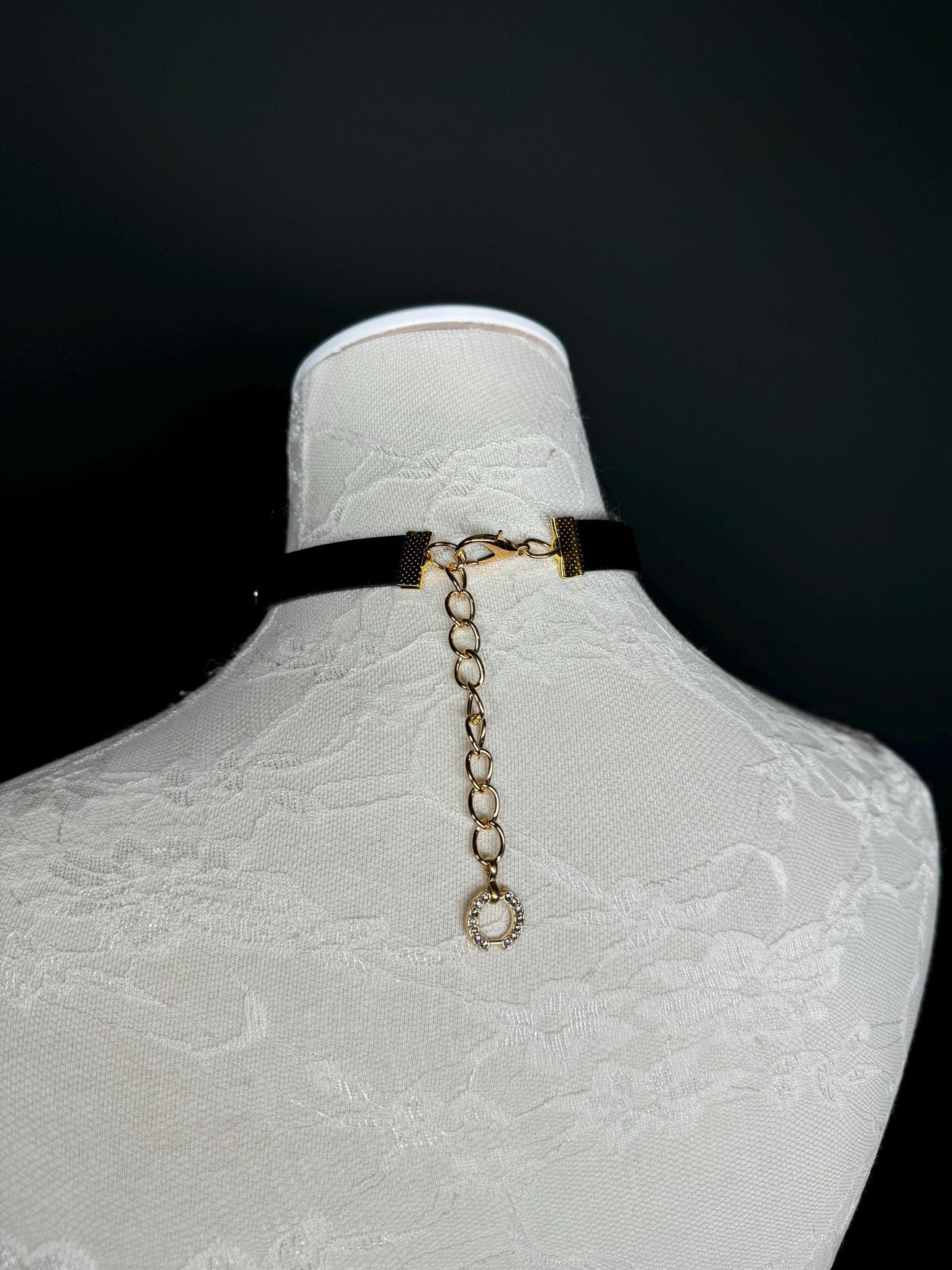 Gold Metal Bar Black Choker, Black Choker Vegan, Necklace, Black, Gold, Elegant Choker, Gift, Handmade