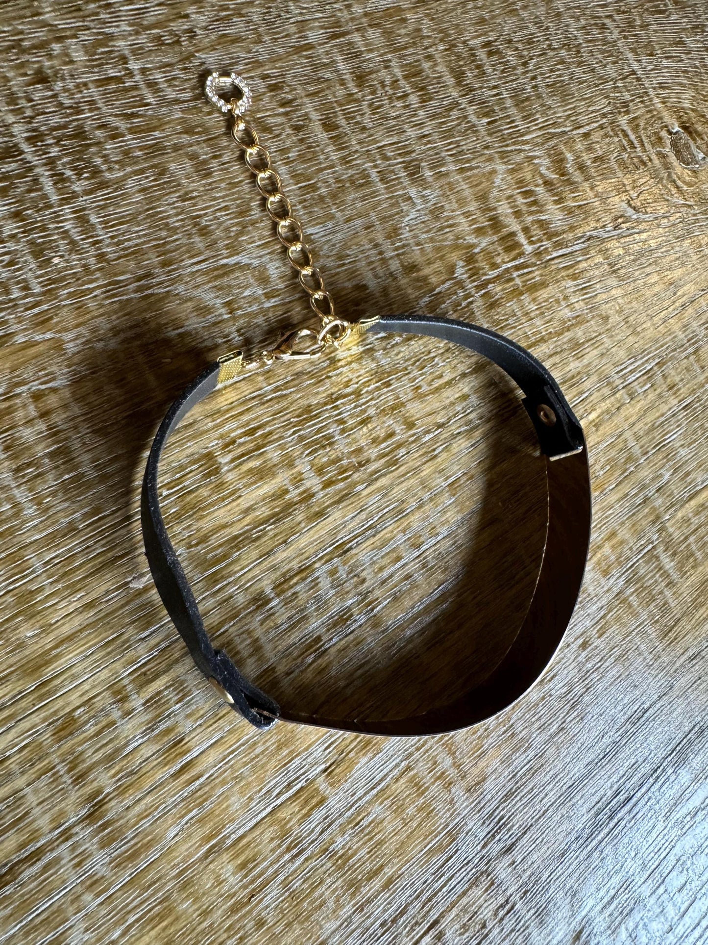 Gold Metal Bar Black Choker, Black Choker Vegan, Necklace, Black, Gold, Elegant Choker, Gift, Handmade