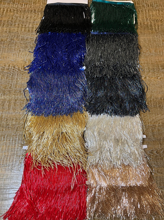 6" Glass Beaded Fringe, Sew-On Costume Trim, 10 Colour Options