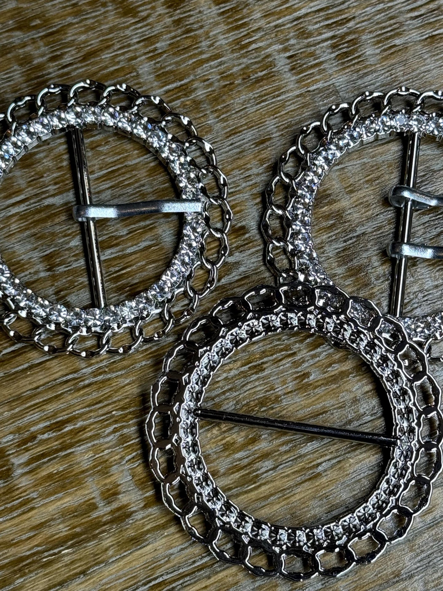 Rhinestone Buckle, Silver Diamanté Buckle, 2 1/4” Buckle, 6.25cm Round, Slider Buckle, Belt Buckle, Crafts, Cards, Buckle, 4cm Centre Bar