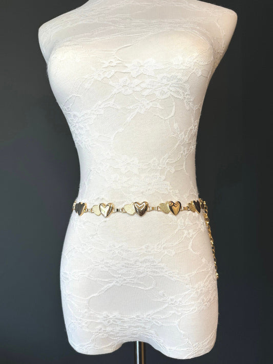 X-long Heart Belt, Metal Belt, Teen Sizes, Sizes 18”-60”, Fan Design, Fan Collection, Silver, Gold, Metal belt, Fashion Accessory