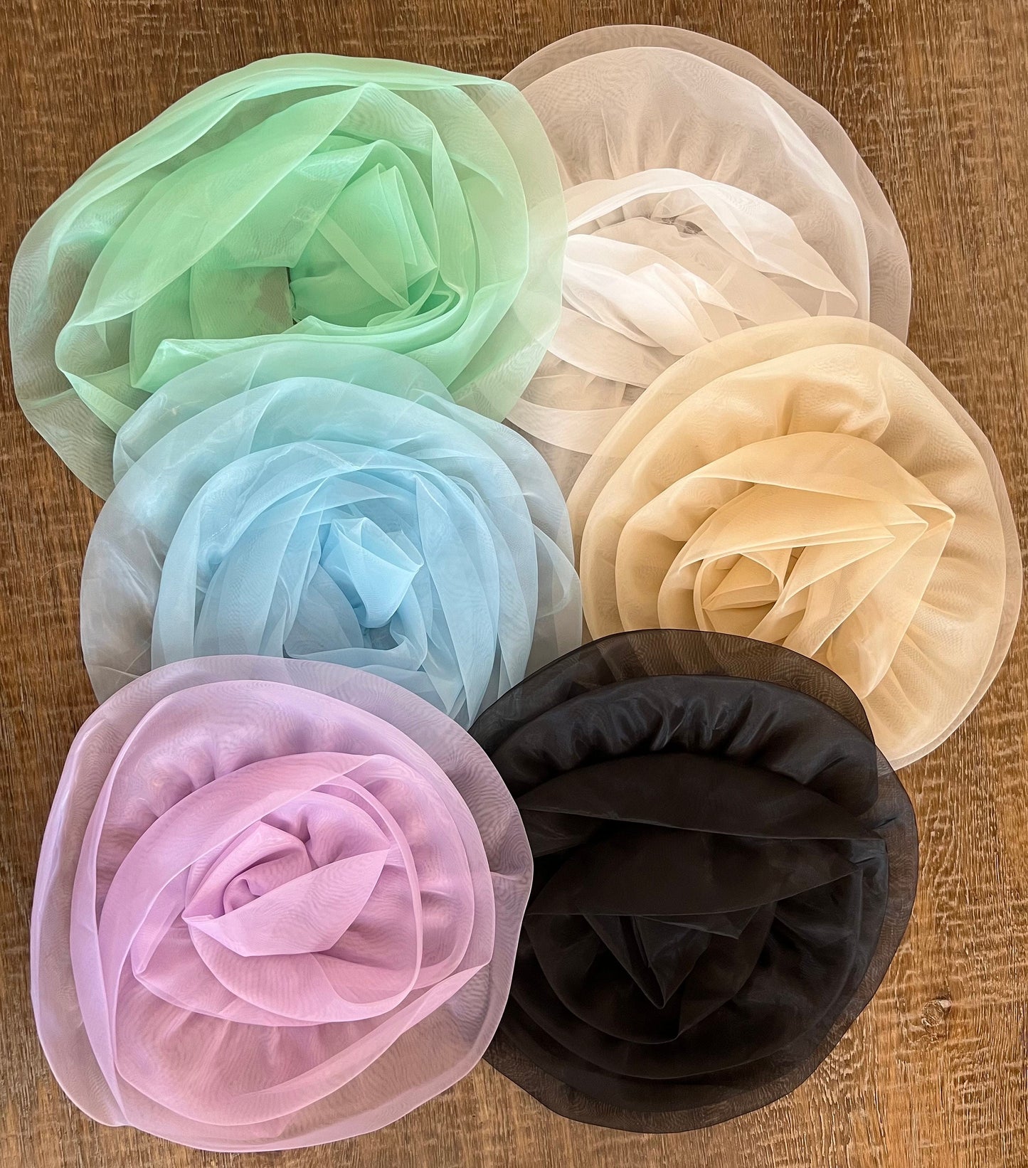 Large Handmade Baby Blue Organza Flower Corsage, Bridal Pin (11” Wide)