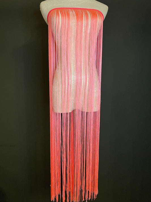 40" 100cm Wide Dense Fringe Trim, Fluorescent Coral, 27 Colour Options