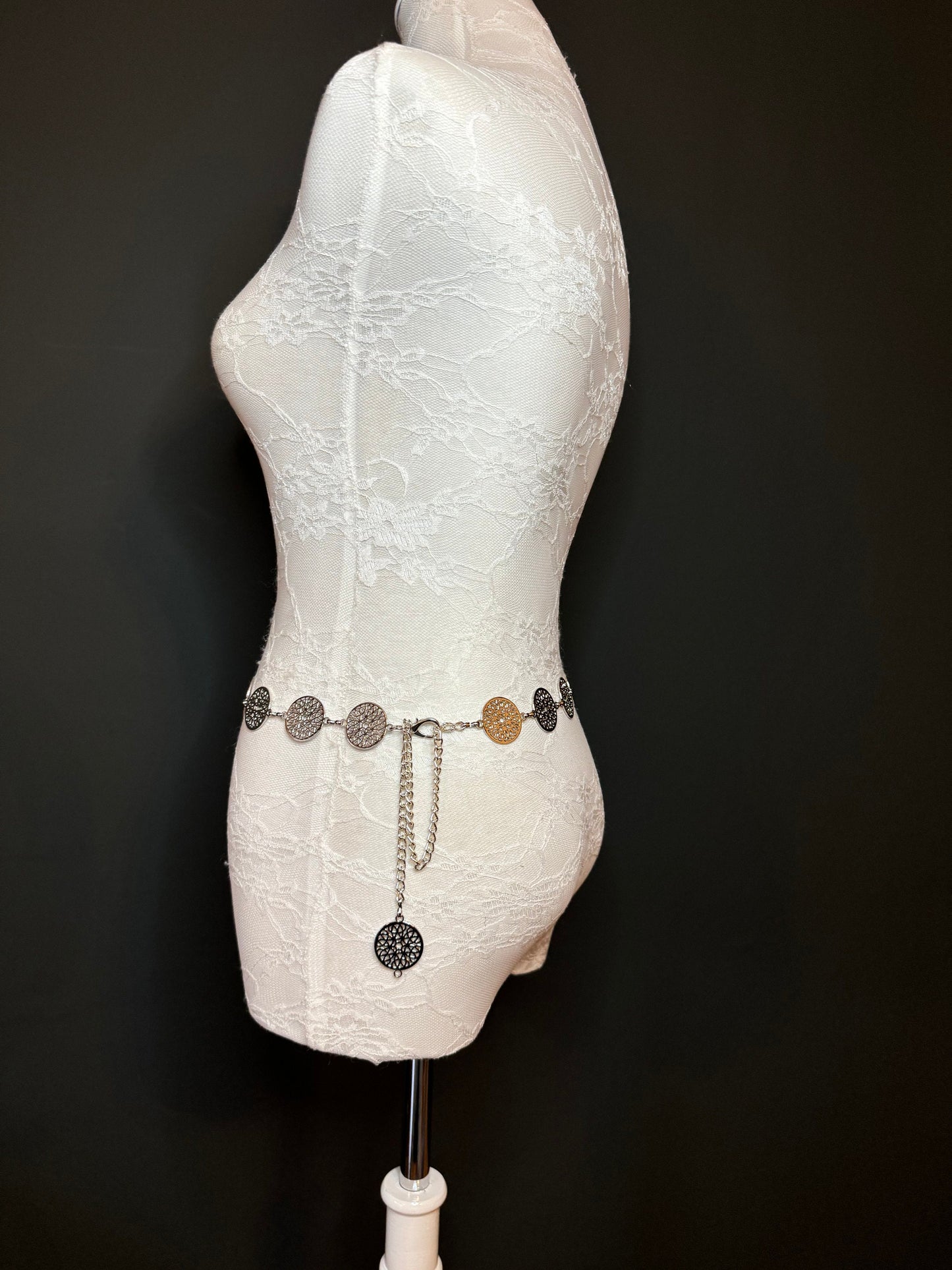 X-long Ring Belt, Metal Ring Belt, Teen Sizes, Size 18”-60”, Fan Design, Fan Collection, Gold, Silver Metal belt, Fashion Accessory